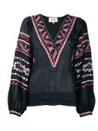Sleeping Gypsy Embroidered Design Blouse - Blue