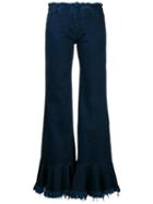Marques'almeida Frayed Denim Flares, Women's, Size: 12, Blue, Cotton