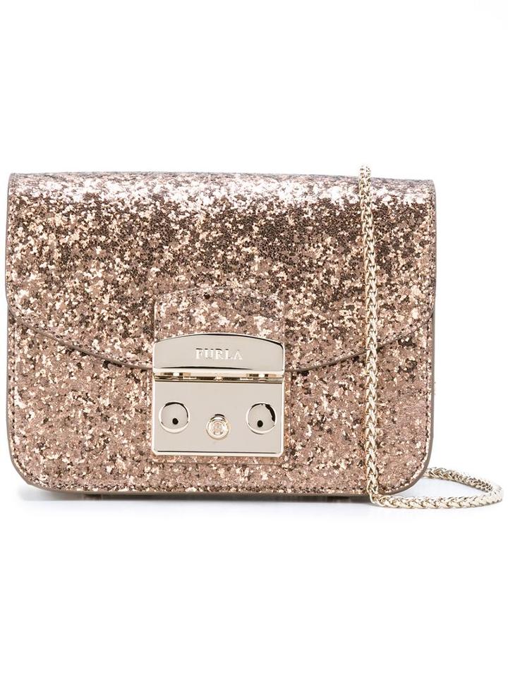 Furla Glitter Crossbody Bag, Women's, Nude/neutrals, Leather/pvc