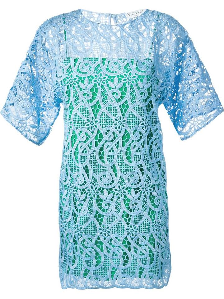 Vionnet Embroidered Lace Dress, Women's, Size: 40, Blue, Polyester/silk
