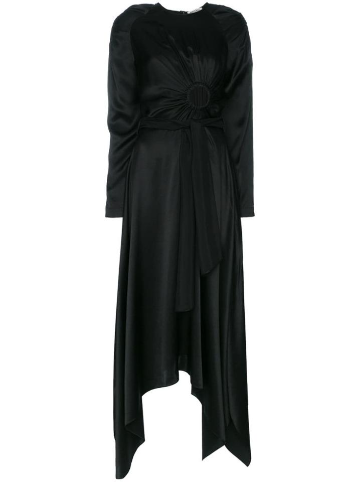 Matériel Hole Asymmetric Silk Dress - Black