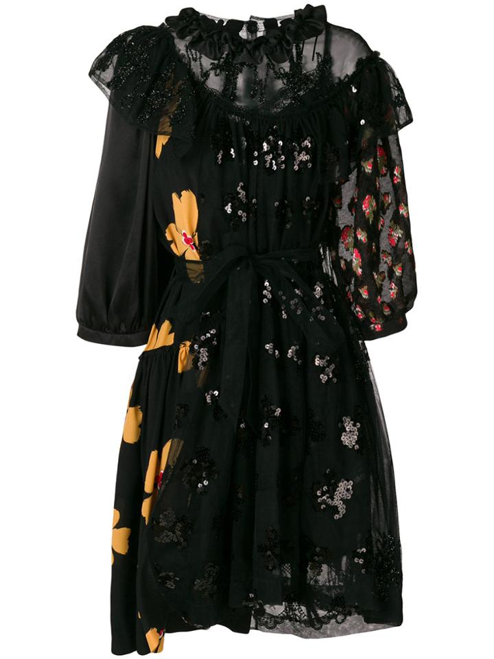 Simone Rocha Embellished Lace Dress - Black