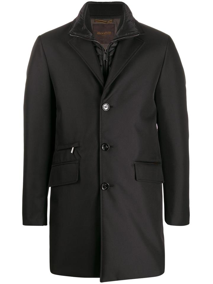 Moorer Layered Single-breasted Coat - Black