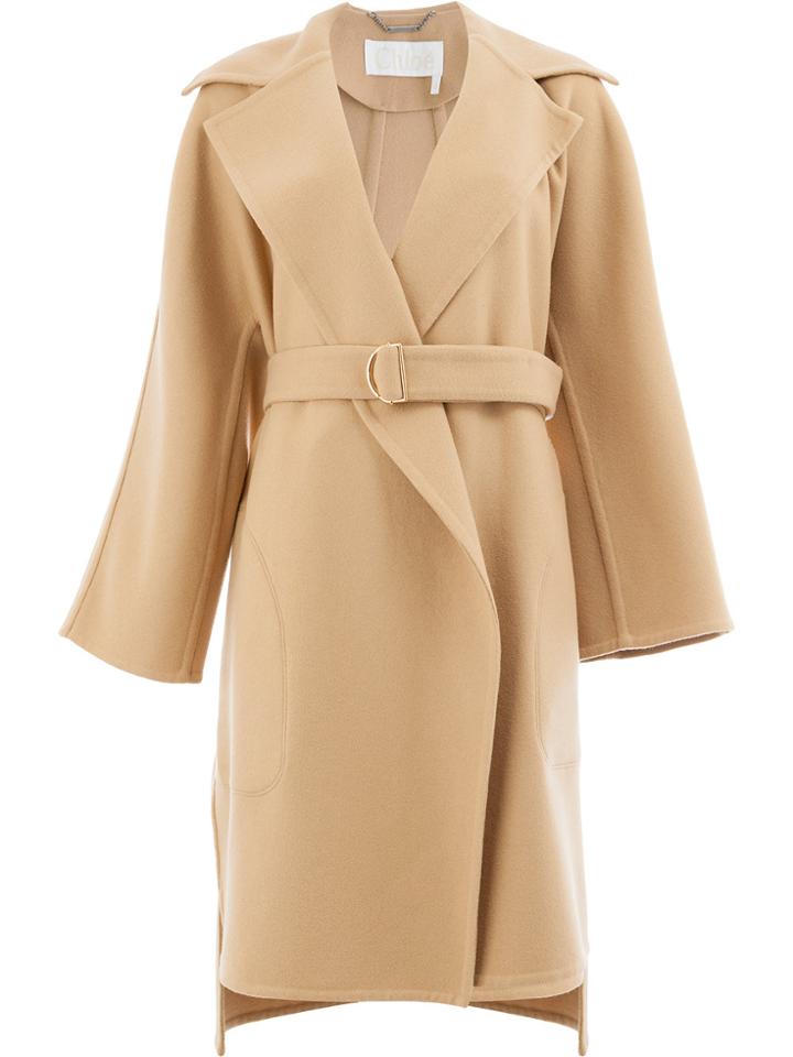 Chloé Belted Tailored Coat - Brown