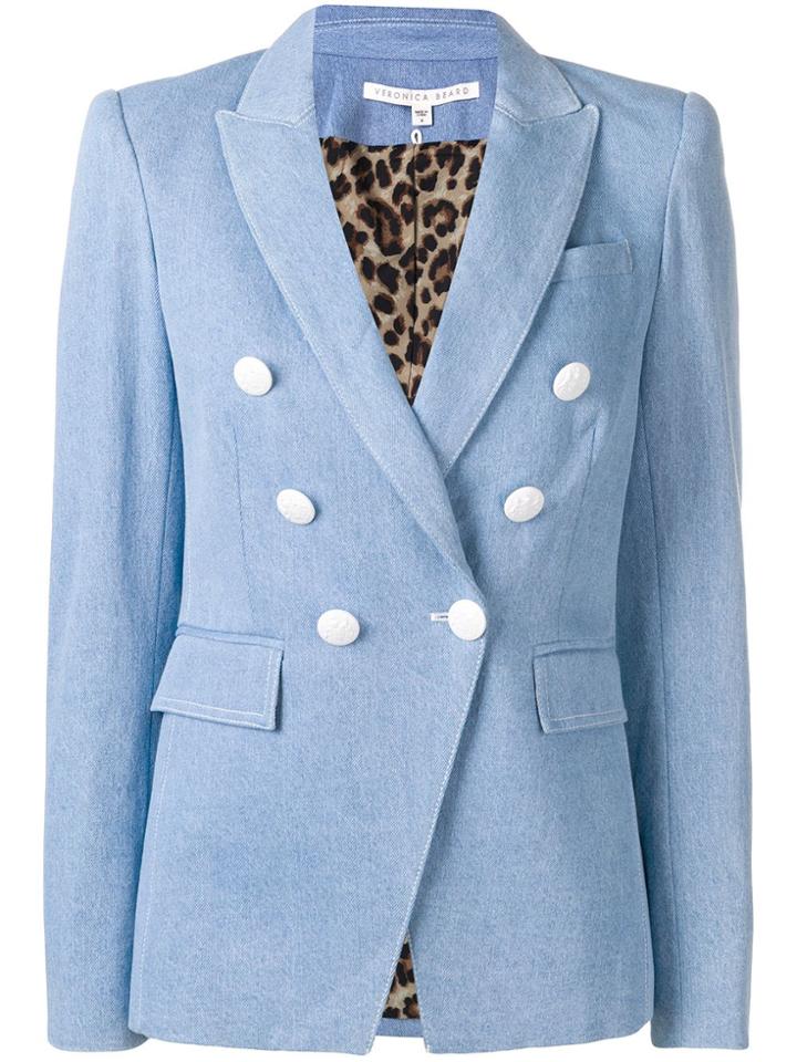 Veronica Beard Double-breasted Denim Blazer - Blue