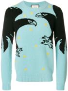 Gucci Bird Patch Jumper - Blue