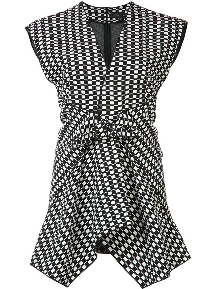 Proenza Schouler Checkered Blouse, Women's, Size: 0, Black, Viscose/silk
