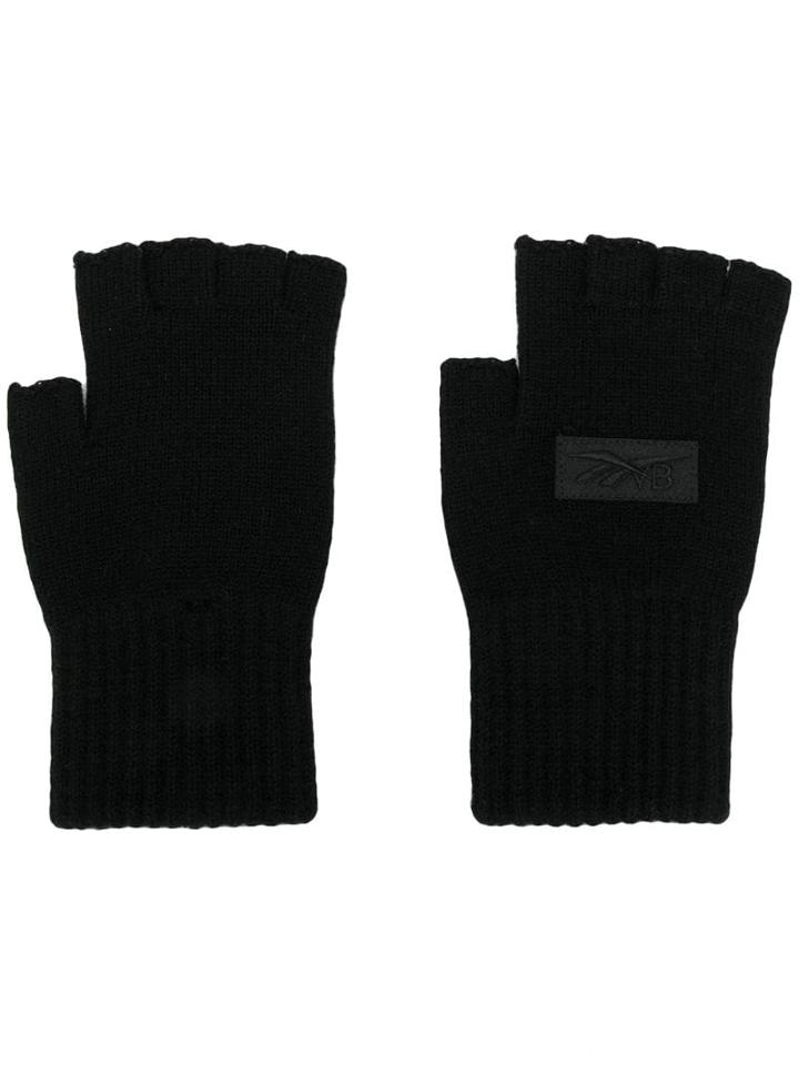 Reebok X Victoria Beckham Fingerless Logo Patch Gloves - Black