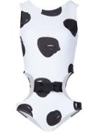Jeremy Scott Polka Dot Swim Suit With Cut Out Details