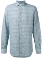 Boglioli Checked Shirt, Men's, Size: 40, Blue, Cotton/linen/flax
