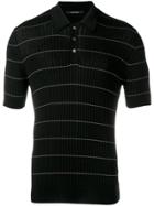 Tagliatore Striped Polo Shirt - Black