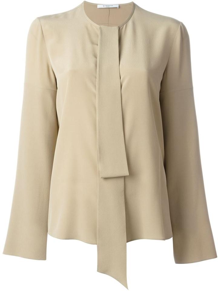 Givenchy Pussy Bow Blouse, Women's, Size: 42, Nude/neutrals, Silk