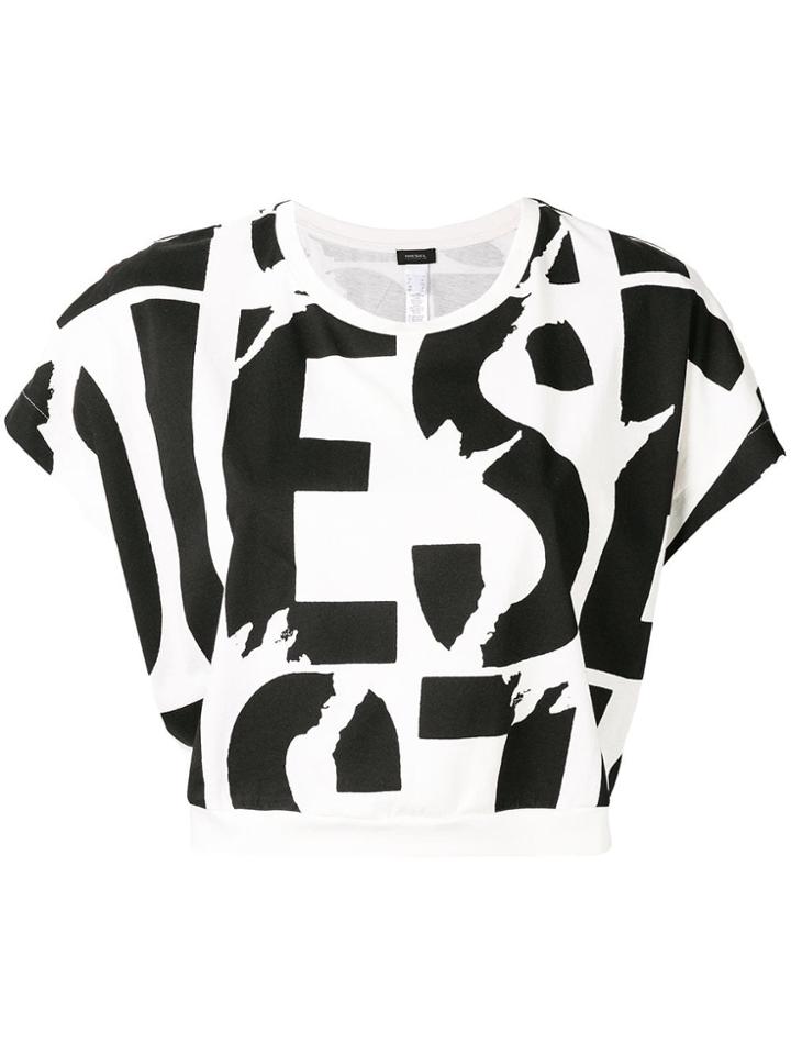 Diesel Cropped Logo Print T-shirt - White