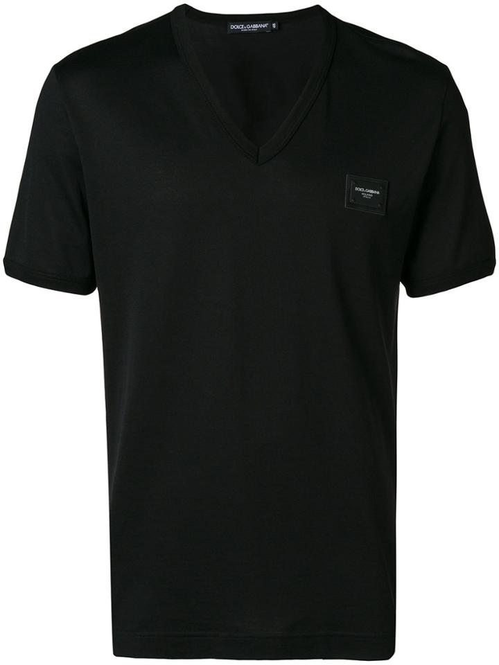 Dolce & Gabbana Logo Plaque V-neck T-shirt - Black