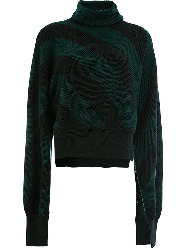 Monse Striped Turtle Neck Jumper - Green