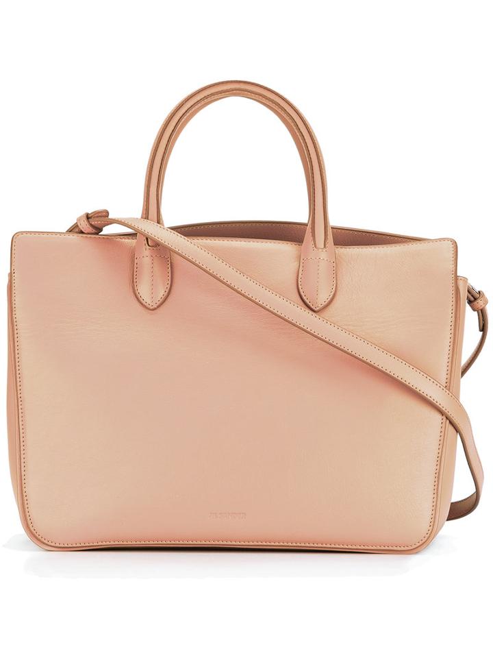 Jil Sander Logo Embossed Tote, Women's, Pink/purple, Leather