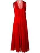 Forte Forte - Lace Detail Midi Dress - Women - Silk/cotton - 1, Red, Silk/cotton