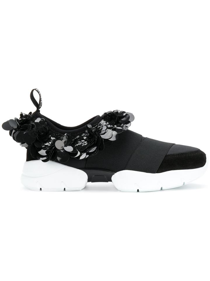 Emilio Pucci Sequin Embellished Slip-on Sneakers - Black