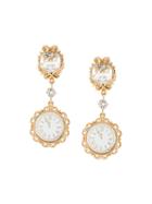 Dolce & Gabbana Drop Clock Clip-on Earrings, Women's, Metallic