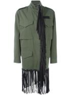 Alexander Wang Fringed Military Jacket, Women's, Size: 2, Green, Cotton/leather