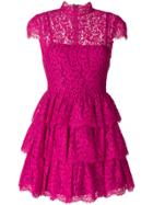 Alice+olivia Lace Ruffled Dress - Pink & Purple