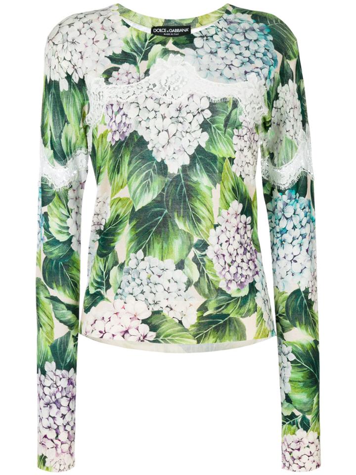 Dolce & Gabbana Hydrangea Knitted Jumper - Green