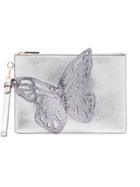 Sophia Webster Silver Flossy Butterfly Leather Clutch - Metallic