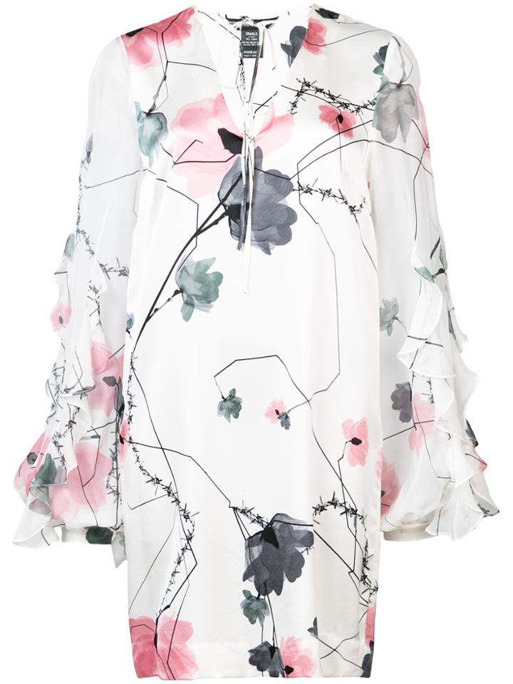 Thomas Wylde Orchid Print Mini Dress - White