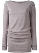 Rick Owens Boat Neck Jumper, Women's, Size: Large, Grey, Virgin Wool
