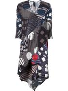 Zero + Maria Cornejo Geometric Print Fold Over Dress, Women's, Size: 0, Grey, Silk/spandex/elastane