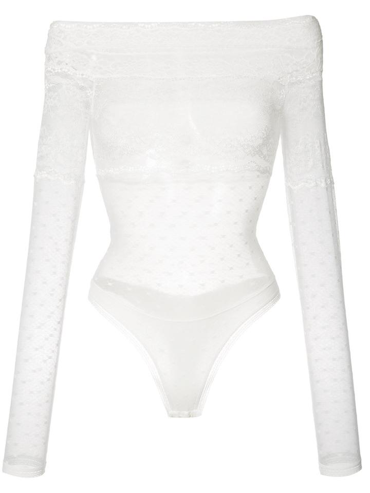 Faith Connexion Lace Off-the-shoulder Top, Women's, Size: Medium, White, Polyamide/polyester/polyurethane