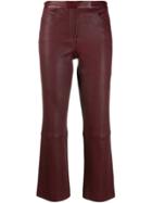 Theory Leather Cropped Trousers - Red