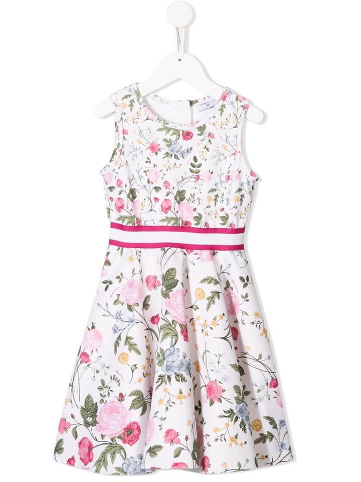 Monnalisa Floral Flared Dress - Neutrals