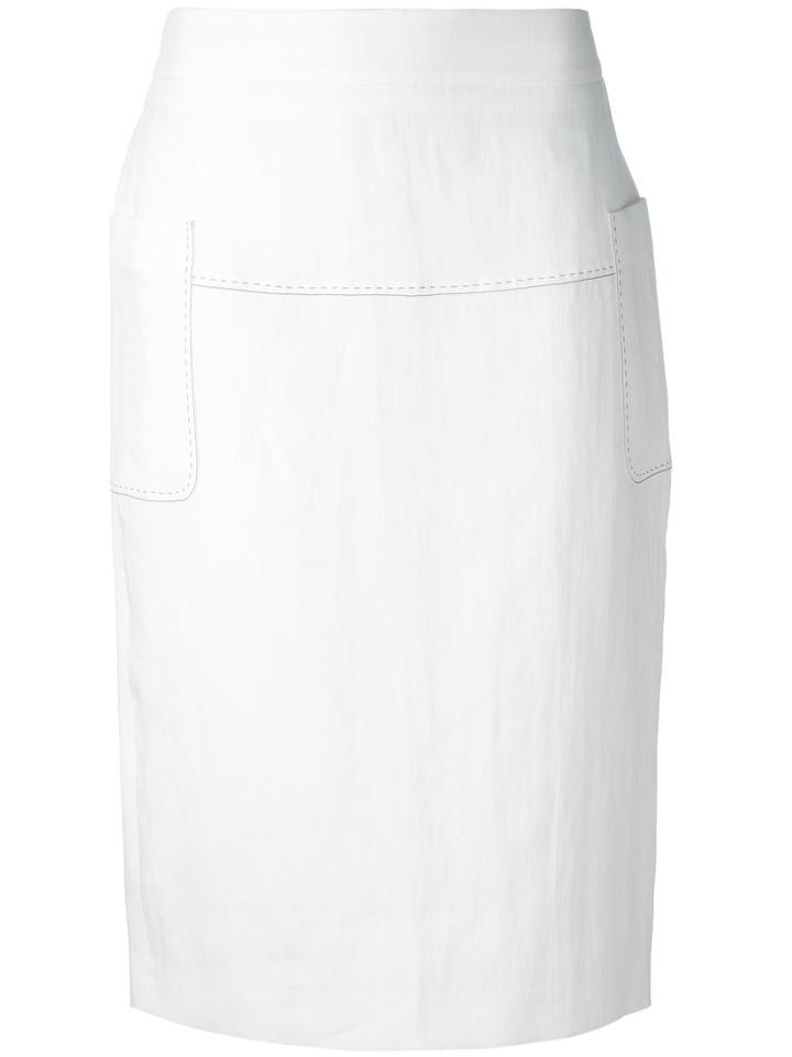Max Mara - Stitch Detail Skirt - Women - Cotton/linen/flax - 44, White, Cotton/linen/flax