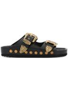 Fausto Puglisi Ornate Buckle Sliders - Black