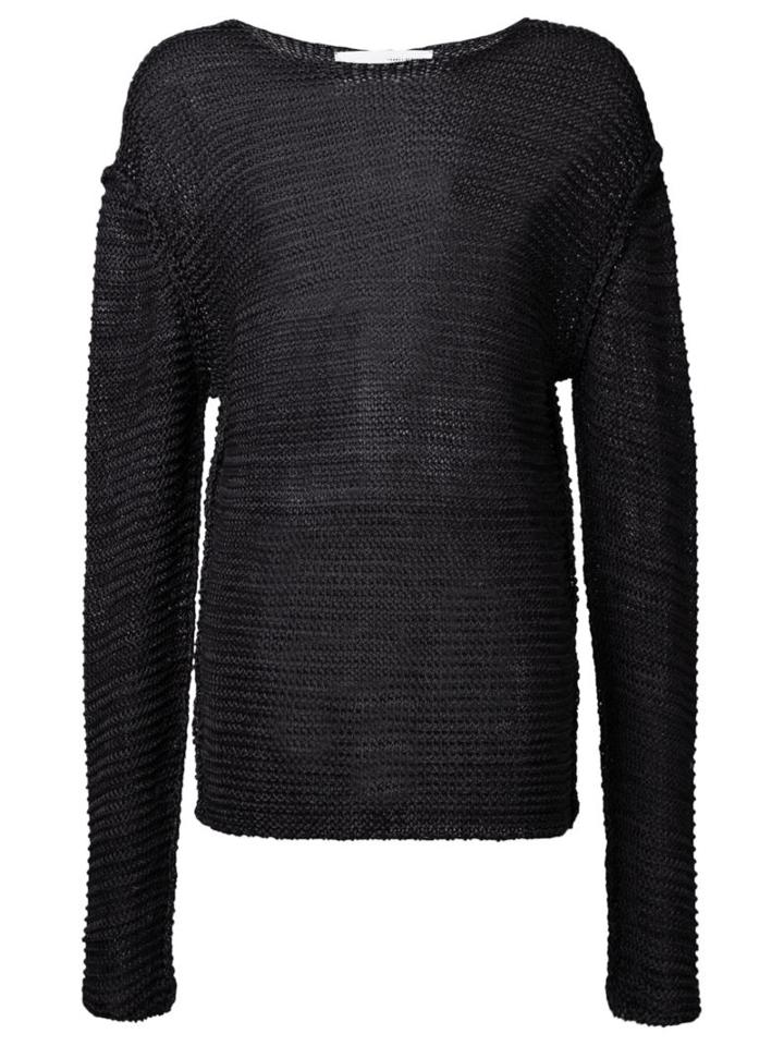 Isabel Benenato Open Knit Jumper, Men's, Size: Large, Black, Cotton