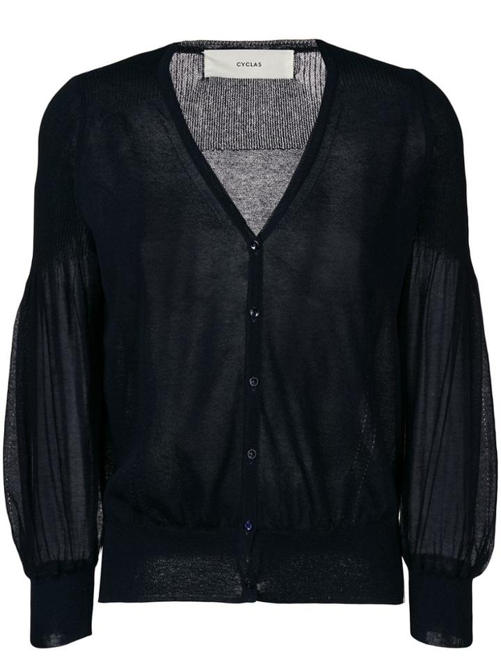 Cyclas Sheer Sleeve Cardigan - Blue