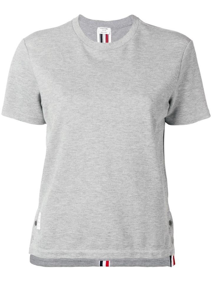 Thom Browne Rwb Stripe Relaxed Piqué Tee - Grey