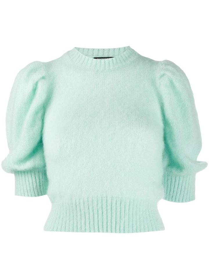 Wandering Puff Sleeves Jumper - Green