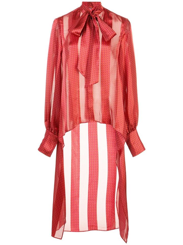 Alexis Striped High-low Shirt - Red