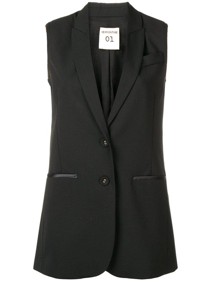 Semicouture Sleeveless Classic Blazer - Black