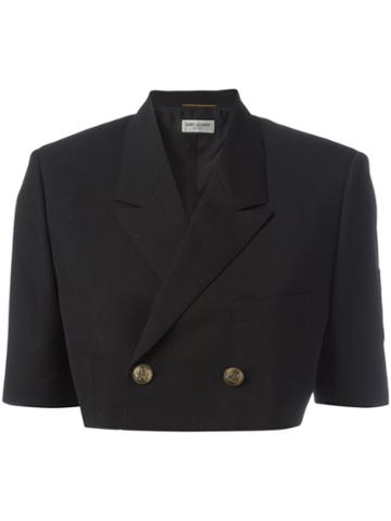 Saint Laurent Oversized Deconstructed Spencer Officer Jacket, Women's, Size: 38, Black, Cotton/virgin Wool/silk