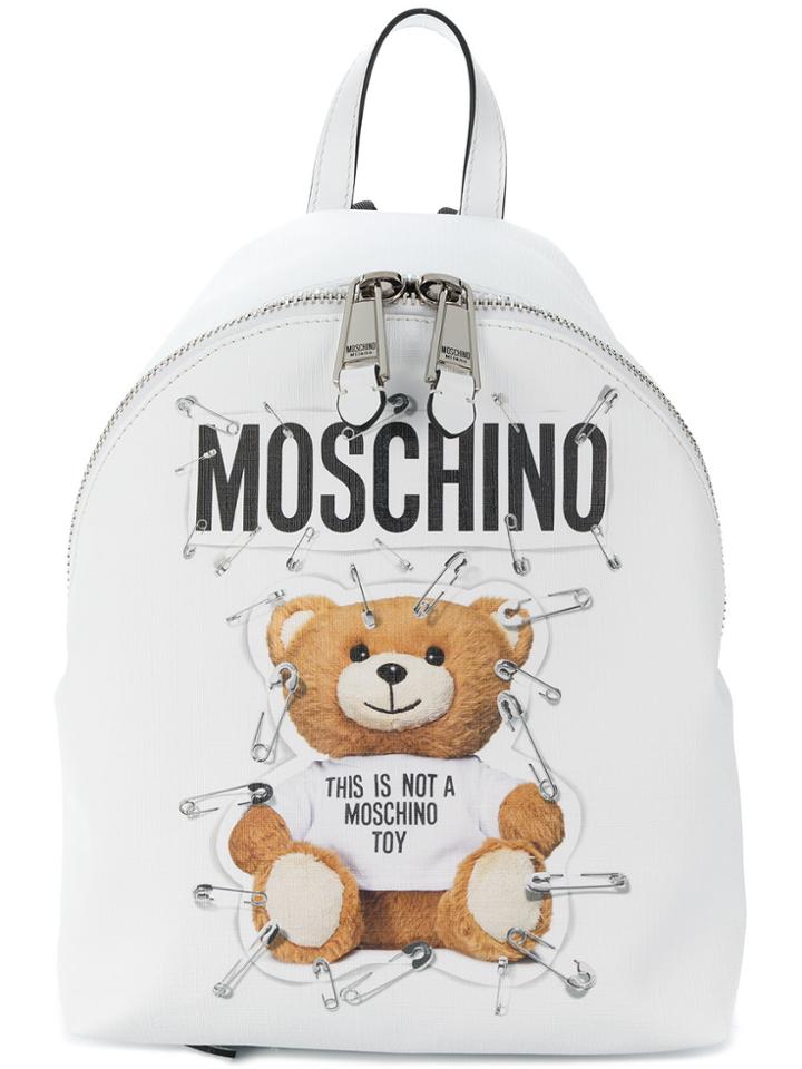 Moschino Teddy Logo Backpack - White