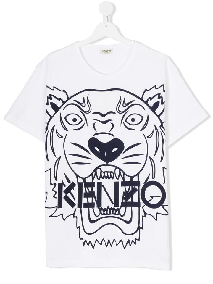 Kenzo Kids Tiger Head Print T-shirt - White
