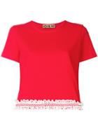 Jour/né Cropped Lace Trim T-shirt - Red