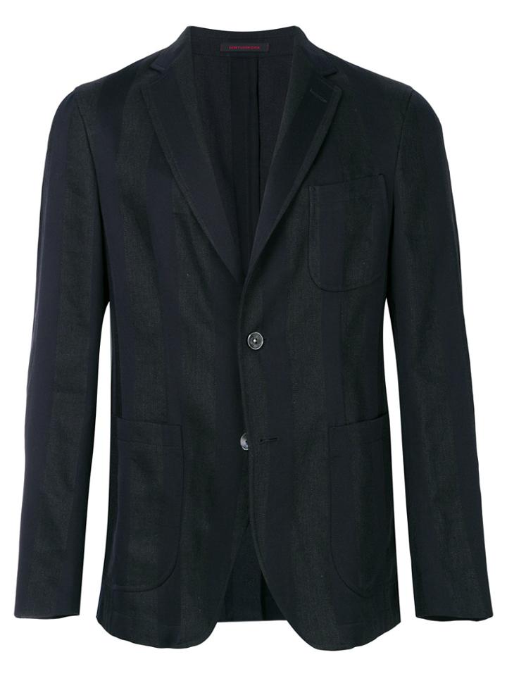The Gigi Striped Button Blazer - Blue