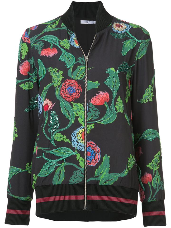 Patbo Floral Patch Bomber Jacket - Black
