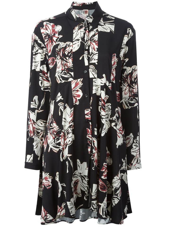 I'm Isola Marras Floral Print Flared Shirt, Women's, Size: 44, Black, Polyester