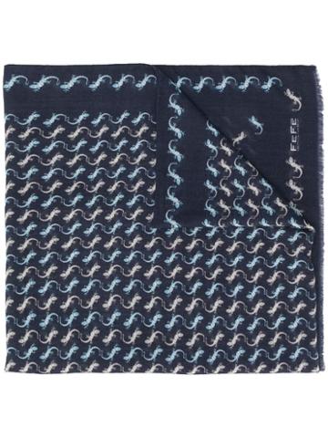 Fefè Lizard Print Scarf - Blue