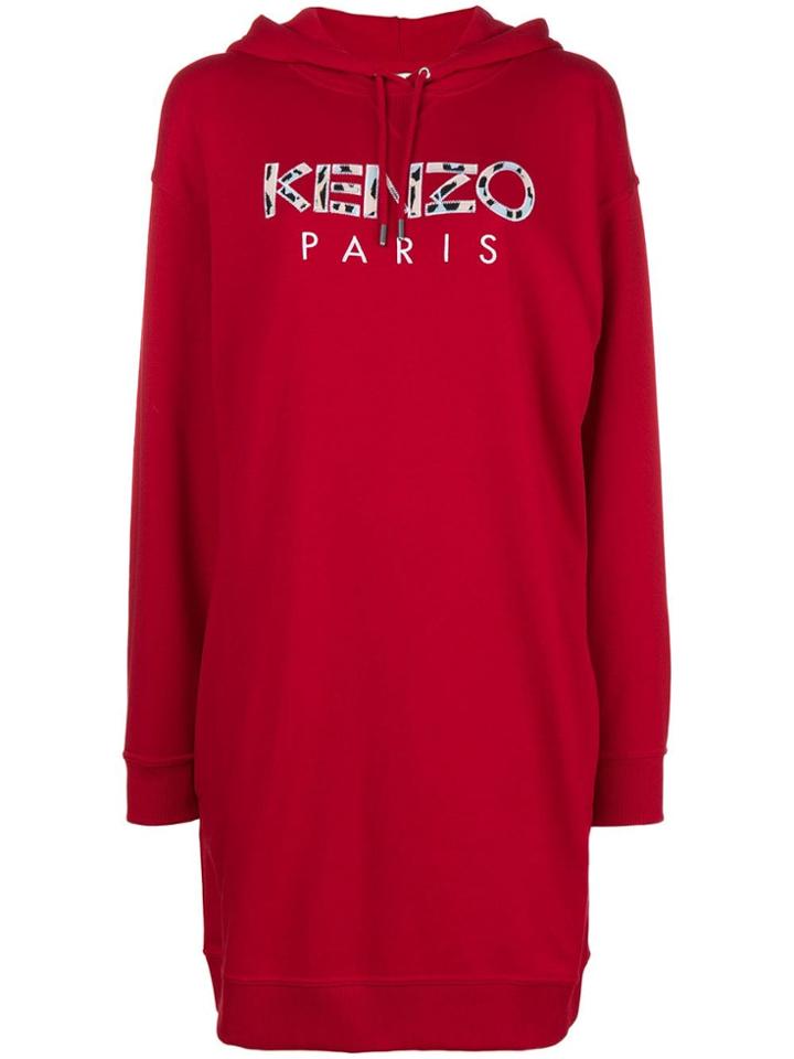 Kenzo Logo Printed Sweatshirt Dress - Red